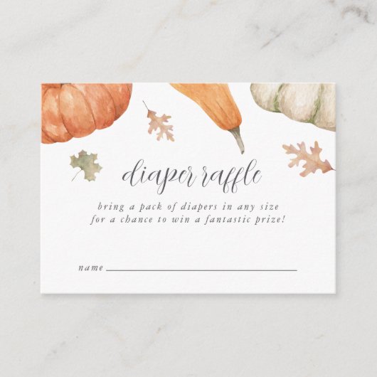 Rustic Pumpkins Herfst Baby shower Diaper Raffle Informatiekaartje (Voorkant)
