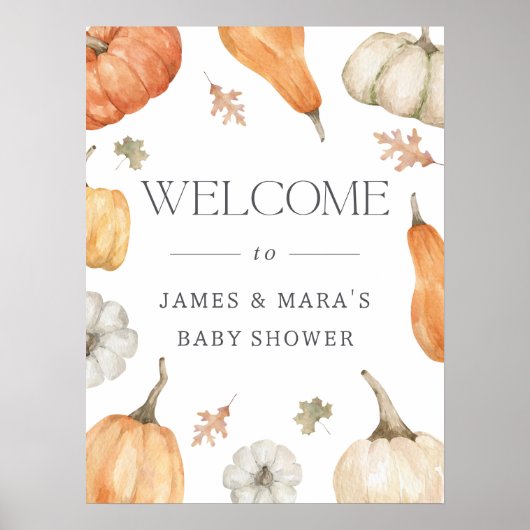 Rustic Pumpkins Herfst Baby shower Welkom Poster (Voorkant)