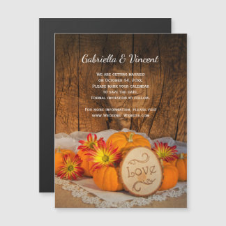 Rustic Pumpkins Herfst Barn Wedding Save the Date Magnetische Uitnodiging