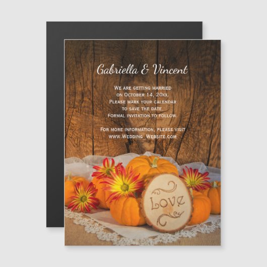 Rustic Pumpkins Herfst Barn Wedding Save the Date Magnetische Uitnodiging (Voorkant / Achterkant)