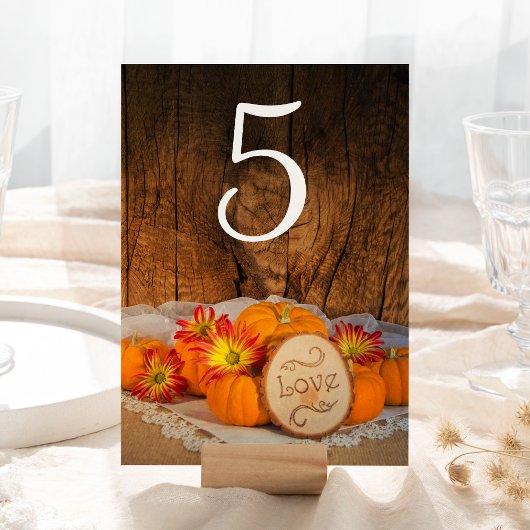 Rustic Pumpkins Herfst Barn Wedding Table Numbers Kaart