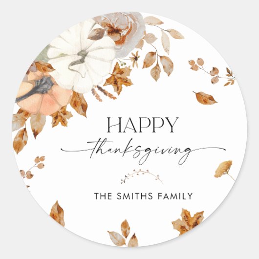 Rustic Pumpkins Thanksgiving Dinner Sticker (Devant)
