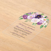Rustic Purple Floral Wedding Acryl Uitnodigingen (Laagn)