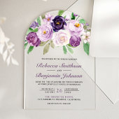 Rustic Purple Floral Wedding Acryl Uitnodigingen