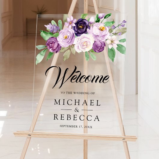 Rustic Purple Floral Wedding Welcome