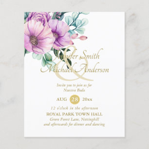 Rustic Purple Flowers Nuestra Boda Invitacions