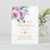 Rustic Purple Flowers Nuestra Boda Invitacions (Staand voorkant)
