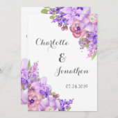  Rustic Purple Flowers Wedding Invitations Kaart (Voorkant / Achterkant)