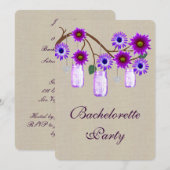 Rustic Purple Mason Jars Bachelorette Invitation d (Devant / Derrière)