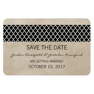 Rustic Quatrefoil Save the Date Magnet, Ebony Magneet