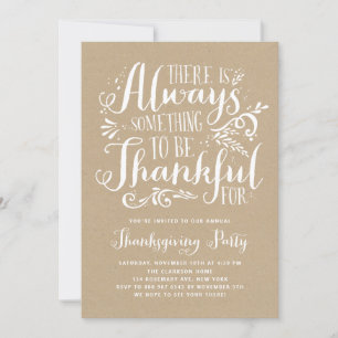 Rustic Quote Faux Kraft Paper Thanksgiving Party Kaart