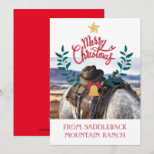 Rustic Ranch Farm Business Carte de voeux de Noël (Devant / Derrière)