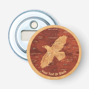 Rustic Raven op binnenste boog Button Flesopener