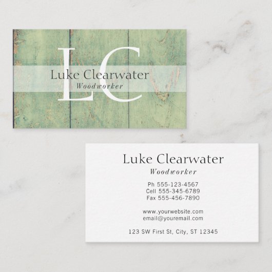 Rustic Reclam Barnwood | Monogram Visitekaartje (Voorkant / Achterkant)