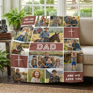 Rustic Red 12 Foto Aangepaste Naam Vader Geloof Er Fleece Deken