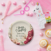 Rustic Red Amaryllis Christmas Papieren Bordje (Feest)