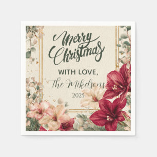 Rustic Red Amaryllis Christmas Servet