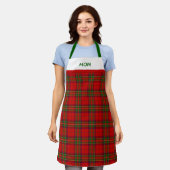 Rustic Red and Green Tartan Plaid With Name Schort (Gedragen)
