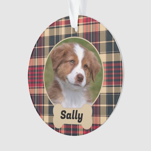 Rustic Red and Tan Tartan Plaid Custom Dog Photo (devant)