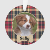 Rustic Red and Tan Tartan Plaid Custom Dog Photo (devant)