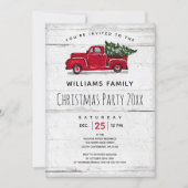 Rustic Red Antique Camion Arbre de Noël Invitation (Devant)