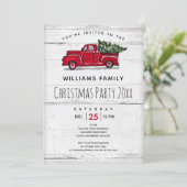 Rustic Red Antique Camion Arbre de Noël Invitation (Debout devant)