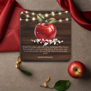 Rustic Red Apple Floral Baby shower Informatiekaartje
