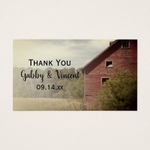 Rustic Red Barn country Wedding for Tags Visitekaartjes
