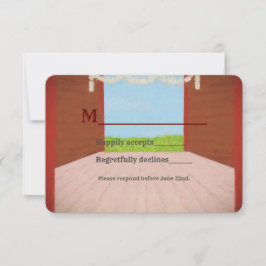 Rustic Red Barn en Daisies Country Wedding RSVP Kaartje