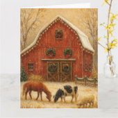 Rustic Red Barn Kaart (Gele Bloem)