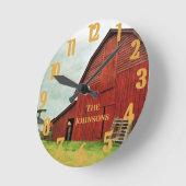 Rustic Red Barn Scene personaliseren  Ronde Klok (Hoek)