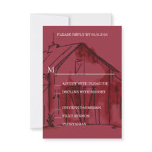 Rustic Red Barn Wedding RSVP Reply Card