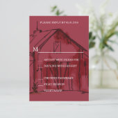 Rustic Red Barn Wedding RSVP Reply Card Kaartje (Staand voorkant)