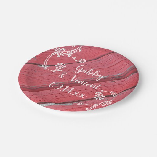 Rustic Red Barn Wood Country Weddenschap Papieren Bordje (Gekanteld)