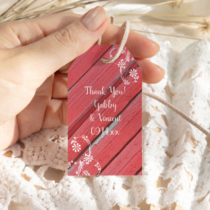 Rustic Red Barn Wood country Wedding Favor Tag Cadeaulabel