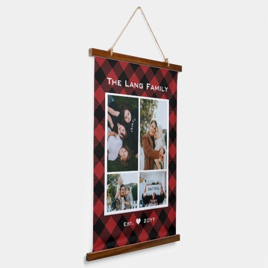 Rustic Red Black Buffalo Pattern Hood Hangend Wandkleed (Gebogen)