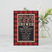 Rustic Red Black Buffalo Plaid Verloving Douche Kaart (Staand voorkant)