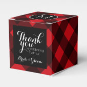Rustic Red Black Buffalo Pset Pattern Monogram Bedankdoosjes (Voorkant Zijde)