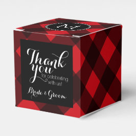 Rustic Red Black Buffalo Pset Pattern Monogram Bedankdoosjes
