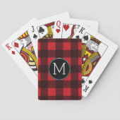 Rustic Red Black Buffalo Pset Pattern Monogram Speelkaarten (Achterkant)