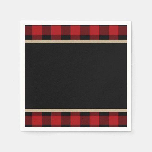 Rustic Red Black Buffalo speelde verjaardagsfeestj Servetten (Voorkant)