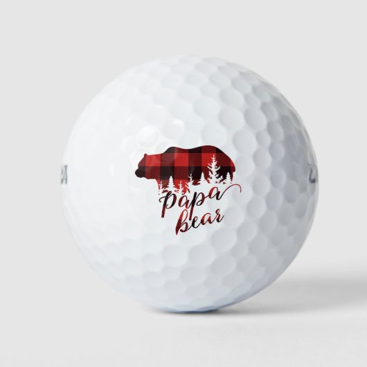Rustic Red & Black Flannel Papa Beer Golfballen (Voorkant)