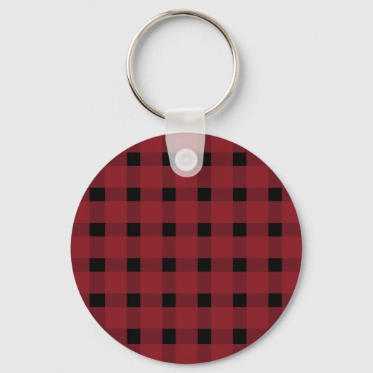 Rustic Red Black Gingham Sleutelhanger (Achterkant)