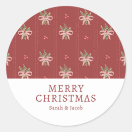Rustic Red Botanical Christmas Sticker
