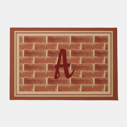 Rustic Red Brick Custom Monogram Ontwerp Deurmat (Voorkant)