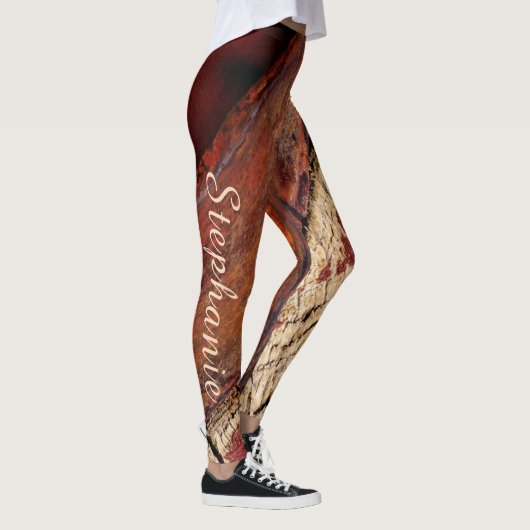 Rustic Red Brown Abstracte Mode/Yoga Leggings (Rechts)