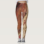Rustic Red Brown Abstracte Mode/Yoga Leggings (Voorkant)