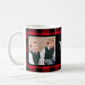 Rustic Red Buffalo Check 2 Photo Monogram Koffiemok (Links)