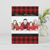 Rustic Red Buffalo Check Kerstkaarten Feestdagenkaart (Staand voorkant)