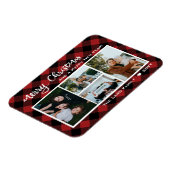 Rustic Red Buffalo Check Merry Kerstcollage Magneet (Linkerzijde)